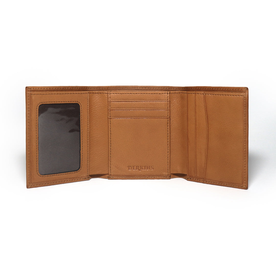 Leather Trifold Tan Wallet - Derkins