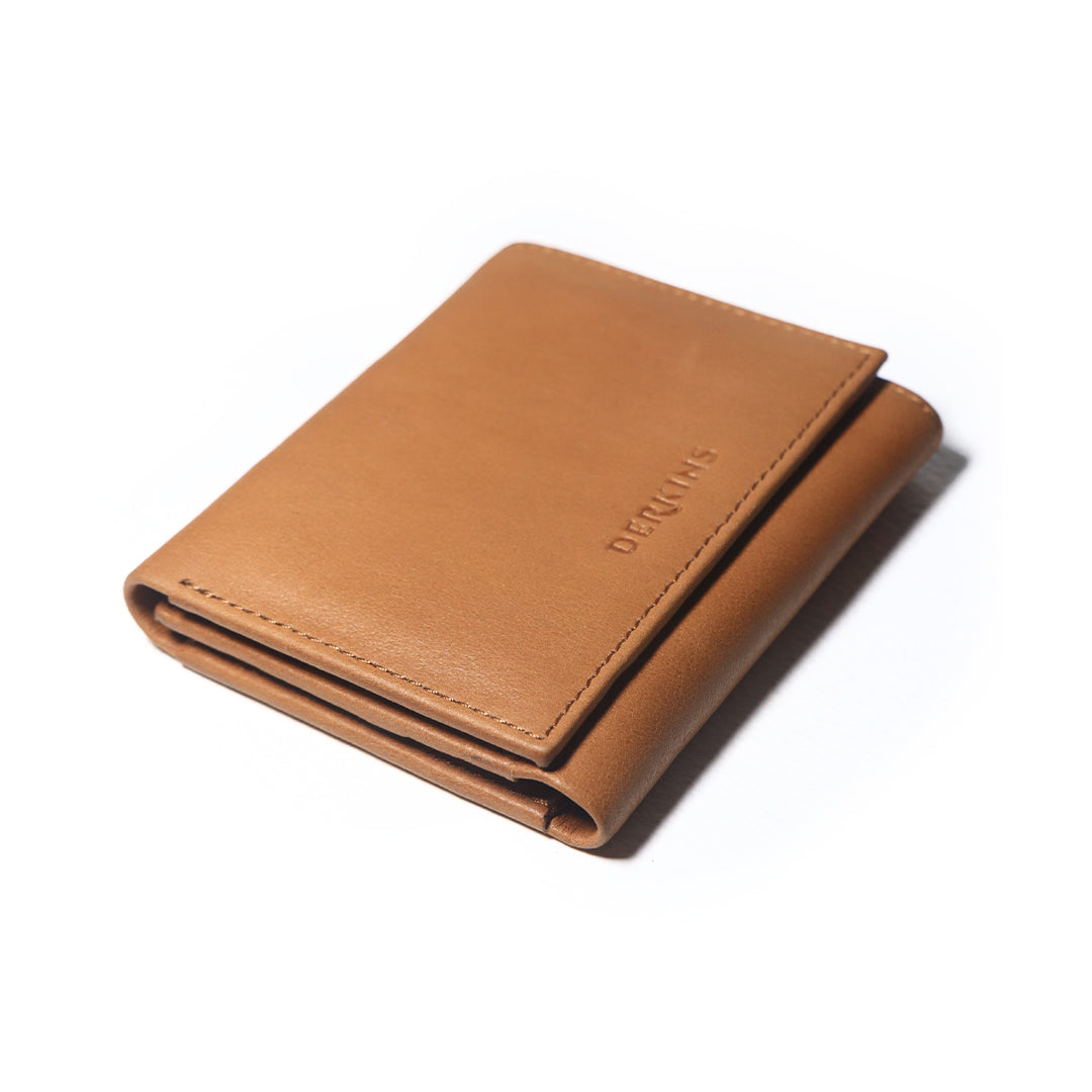 Leather Trifold Tan Wallet - Derkins