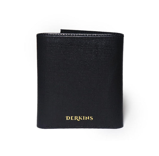 Leather Trifold  Black Wallet - Derkins